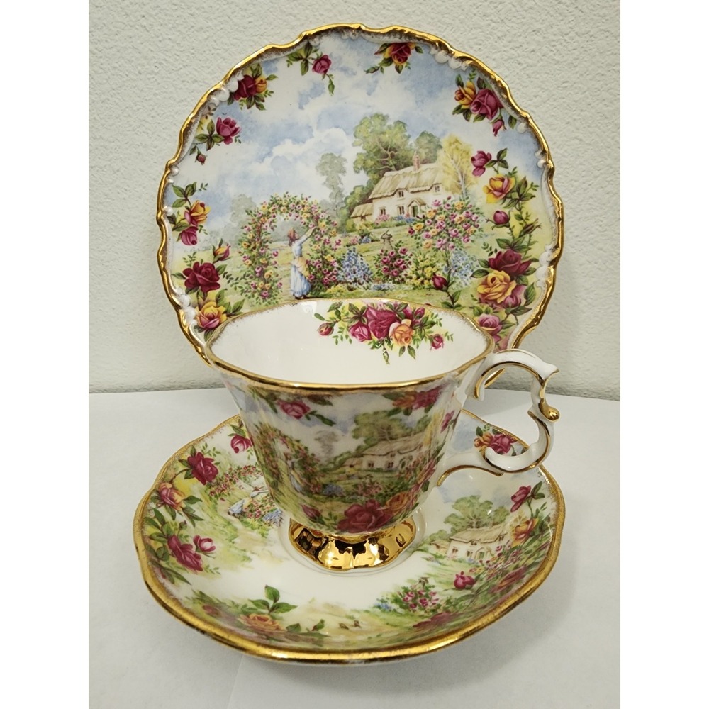 Royal Albert Old Country Roses Garden 3 Pc Bone China Tea Cup Saucer Plate...